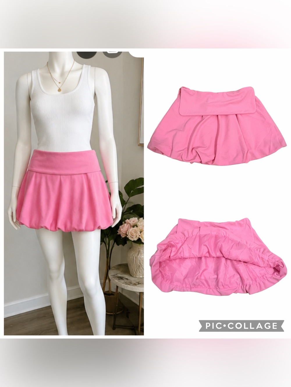 ZARA Pink Fold-Over Bubble Skirt SMALL